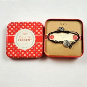 Fossil "Share the Love" leather charm women braslet original box